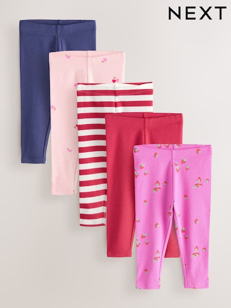 Pink Ribbed Leggings 5 Pack (3mths-7yrs) (F86744) | £21 - £25