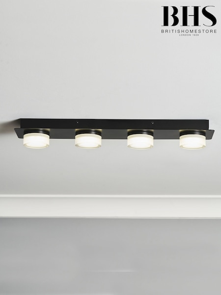 BHS Matte Black Amalfi 14w LED 3lt Plate 4 Light Flush Ceiling Light (F86749) | £85