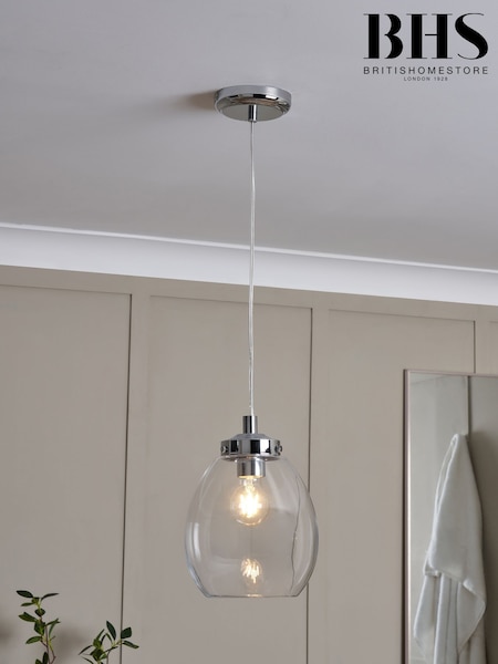 BHS Chrome Bryn Glass Tulip Bathroom Pendant (F86751) | £50