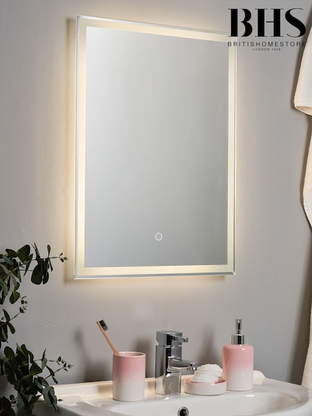 BHS White Exe 5w LED Frost Touch Demist IP44 Mirror (F86752) | £120