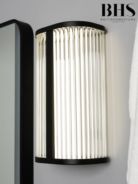 BHS Matt Black Nayru 8w LED Wall Light CCT IP44 (F86756) | £110