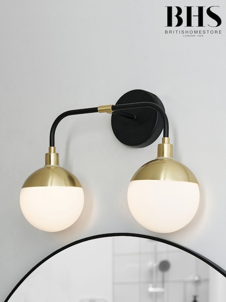 BHS Satin Brass Lille 2Lt Bathroom Wall light IP44 (F86758) | £70