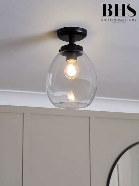 BHS Black Dylan Glass Tulip Bathroom Satin Pendant Light (F86760) | £50