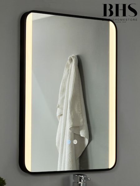BHS Black Lori CCT LED Rect MotionDemist Framed Mirror (F86761) | £160