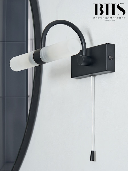 BHS Black Corvus 2LT Satin Black G9 Wall Light IP44 (F86763) | £35