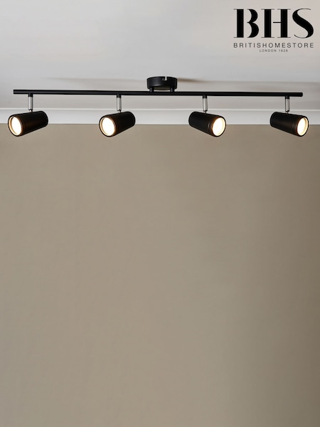 BHS Black Freya 3LT GU10 Spot Round Plate 4 Light IP44 Wall Light (F86767) | £60