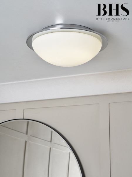 BHS Chrome Opie 12w LED Glass Dome Flush Ceiling Light (F86775) | £50