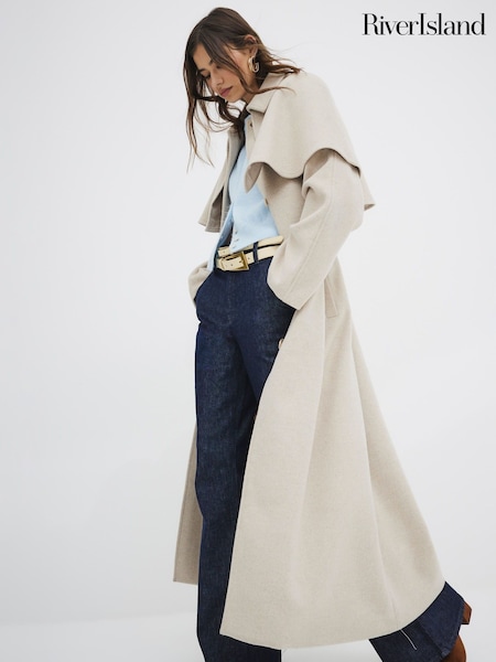 River Island Brown Light Wool Cape Coat (F86782) | £99