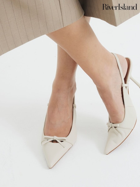 River Island Cream Sling Back Court Shoes (F86795) | £38