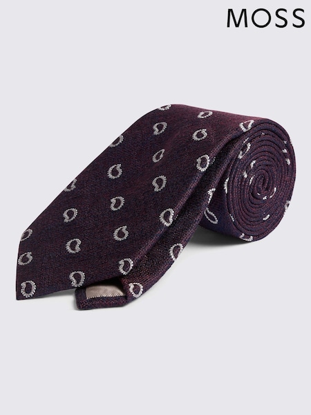 MOSS Red Burgundy Paisley Tie (F86884) | £35