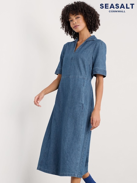 Seasalt Cornwall Blue Fen Violet Denim Dress (F87013) | £86