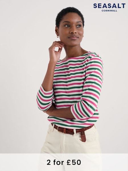 Seasalt Cornwall Pink 100% Cotton Multi Sailor Top (F87014) | £30