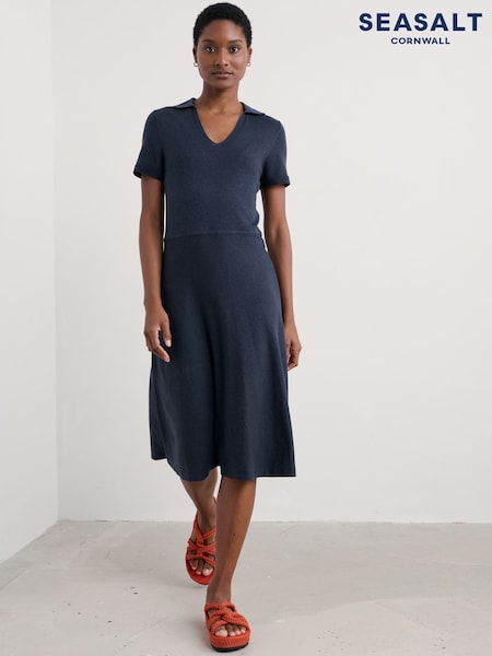 Seasalt Cornwall Blue Trebarwith 100% Cotton Dress (F87017) | £86