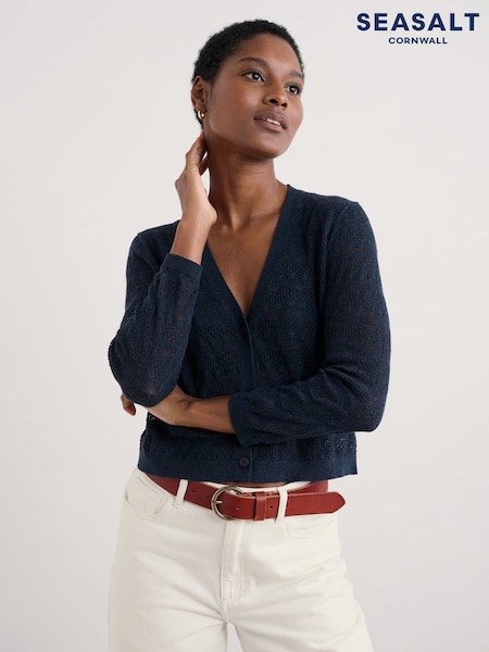 Seasalt Cornwall Blue Sweet Day 100% Cotton Cardigan (F87027) | £50