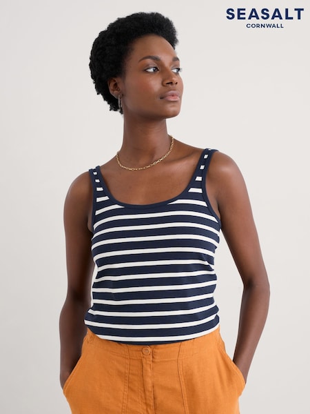 Seasalt Cornwall Blue Tidal Drift Jersey Vest (F87049) | £19