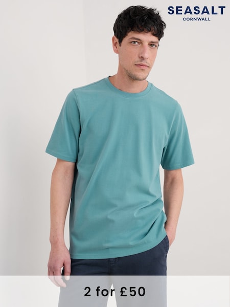 Seasalt Cornwall Blue Mens Merthen 100% Cotton T-Shirt (F87059) | £30
