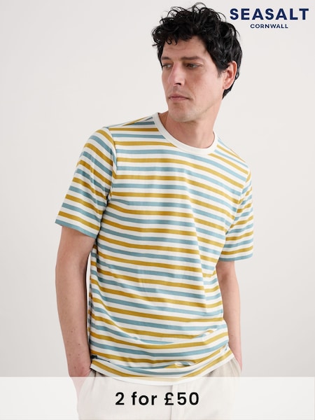 Seasalt Cornwall Black Mens Seven Seas Sailor 100% Cotton T-Shirt (F87076) | £30