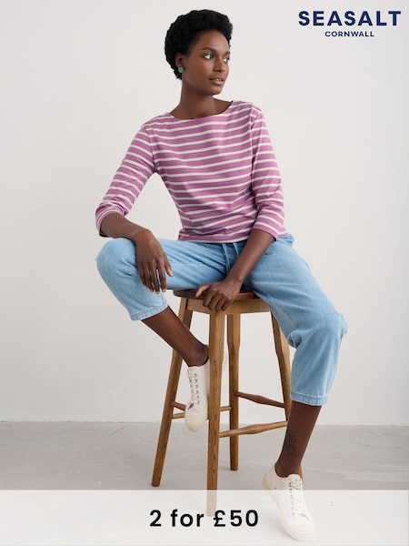 Seasalt Cornwall Purple 100% Cotton Sailor Top (F87081) | £30