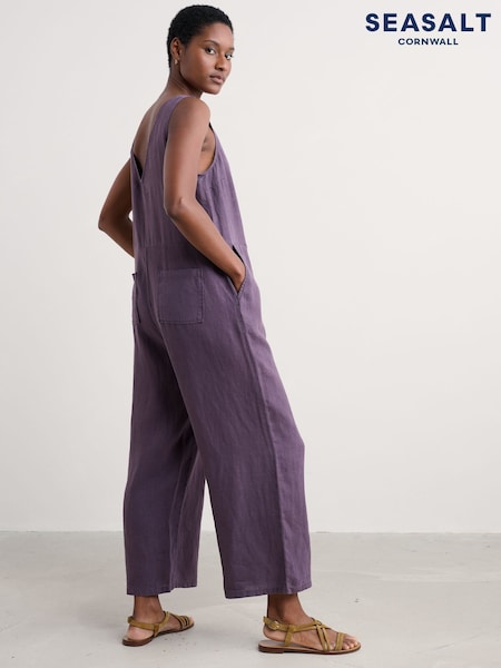 Seasalt Cornwall Purple Salt Air 100% Linen Jumpsuit (F87098) | £90