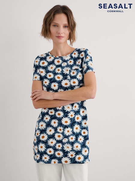 Seasalt Cornwall Blue Multi Bowithick Jersey Tunic (F87111) | £48