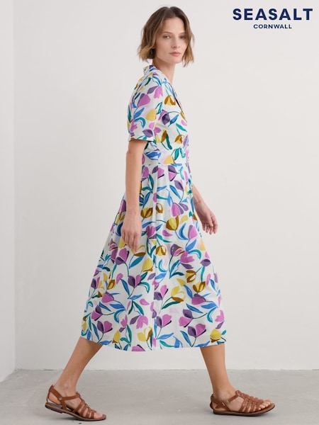 Seasalt Cornwall White/Multi Tall Multi Charlotte 100% Cotton Dress (F87211) | £80