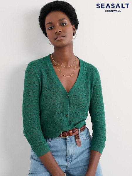 Seasalt Cornwall Green Sweet Day 100% Cotton Cardigan (F87220) | £50