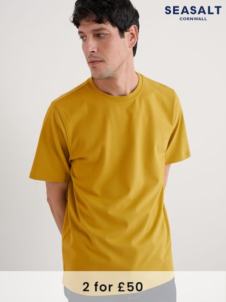 Seasalt Cornwall Yellow Mens Merthen 100% Cotton T-Shirt (F87230) | £30