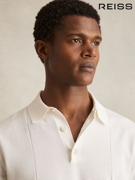 Reiss Off White Asher Cotton-Silk Polo Shirt (F87301) | £110