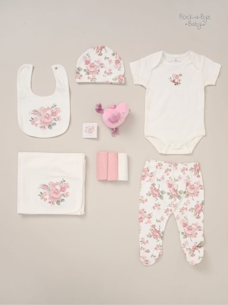 Rock-A-Bye Baby Boutique Pink 100% Cotton Print Gift Set 10 Piece (F87314) | £36