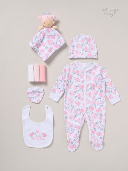 Rock-A-Bye Baby Boutique Baby Pink 100% Cotton All-In-One Gift Set 8 Piece (F87318) | £30