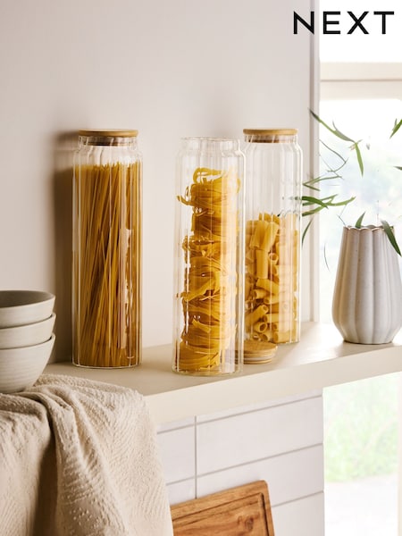 Set of 3 Clear Large Glass Ottilie Storage Jars (F87348) | £42