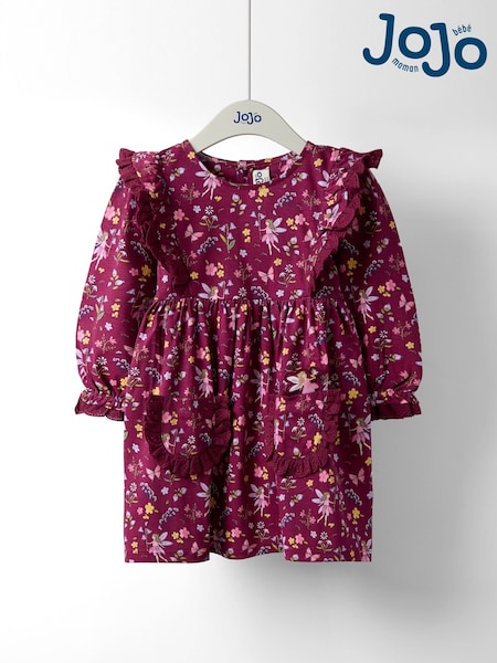 JoJo Maman Bébé Berry Purple Fairy Pretty Appliqué Dress (F87385) | £21 - £24
