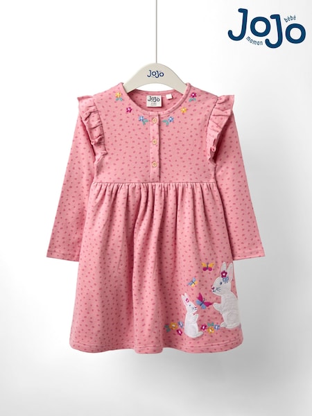 Jojo Maman Bébé Pink Frill Dress (F87391) | £23 - £26