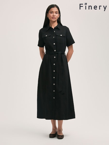 Finery Black Lily Denim Midi Dress (F87437) | £49