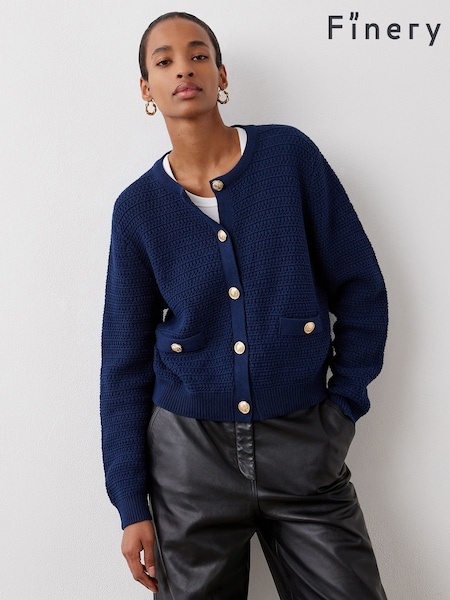 Finery Blue Saskia Cotton Button Through Cardigan (F87447) | £49