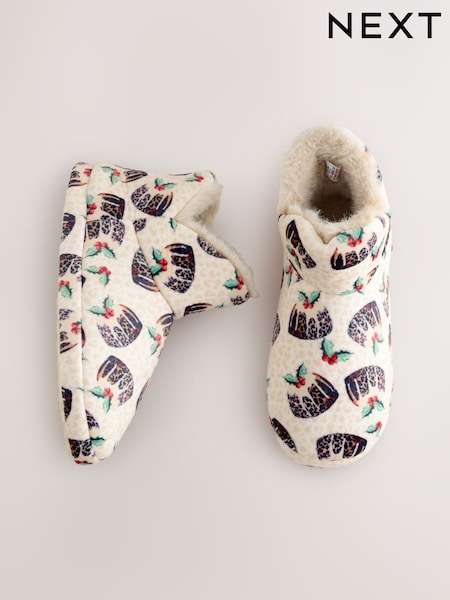 Ecru Pudding Plush Boot Slippers (F87490) | £18