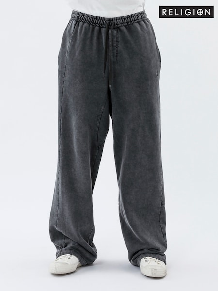 Religion Grey Wide Acid 100% Cotton Joggers (F87606) | £80