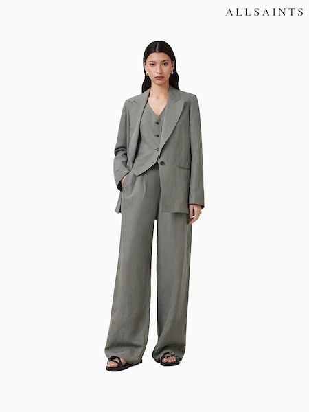 AllSaints Grey Averie Lin Trousers (F87693) | £179