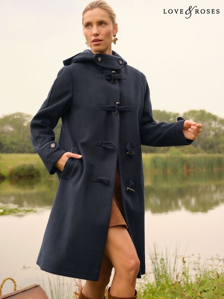 Love & Roses Navy Duffle Coat (F87727) | £98