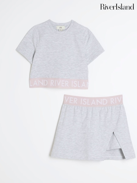 River Island Pink Girls Waistband Top and Skort Set (F87732) | £20