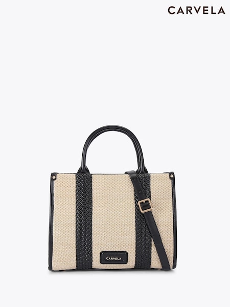 Carvela Twisted Raffia Midi Black Bag (F87835) | £119