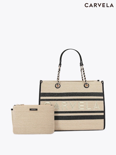Carvela Cream Sorrento Raffia Tote Bag (F87858) | £139