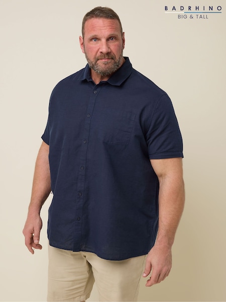 BadRhino Big & Tall Blue Linen Shirt (F87947) | £36