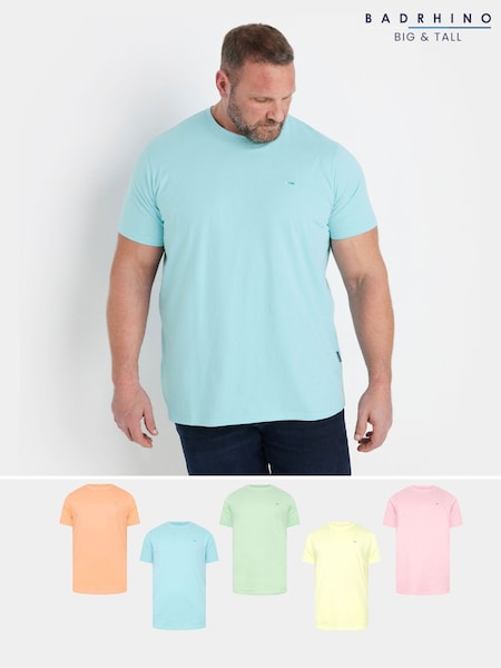 BadRhino Big & Tall Blue 100% Cotton Core T-Shirts 5 Pack (F87959) | £45