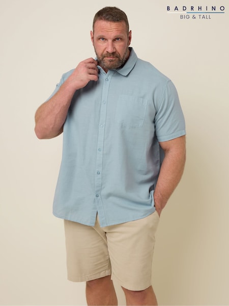 BadRhino Big & Tall Blue Navy Linen Shirt (F87964) | £36