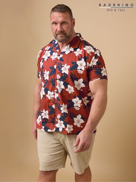BadRhino Big & Tall Blue Leaf 100% Cotton Print Shirt (F87971) | £33