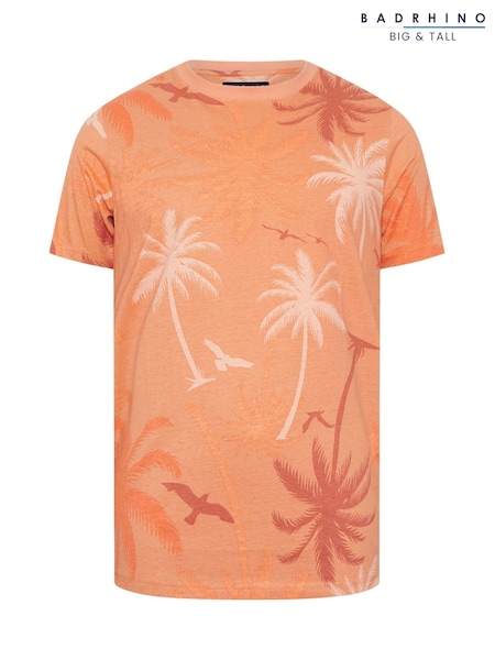 BadRhino Big & Tall Orange Palm Tree 100% Cotton T-Shirt (F87973) | £24