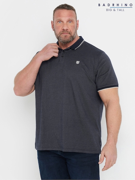 BadRhino Big & Tall Blue Waffle Textured Polo Shirt (F87979) | £29