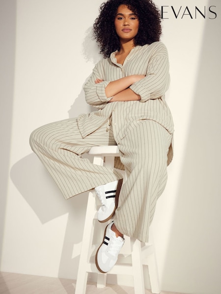 Evans Wide Leg Linen Rich Trousers (F87983) | £47