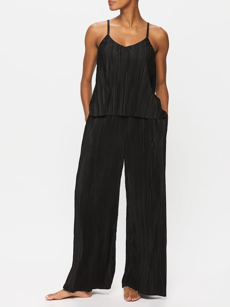 KBX Black Lucy Long Leg Plisse Cami Set (F88002) | £35